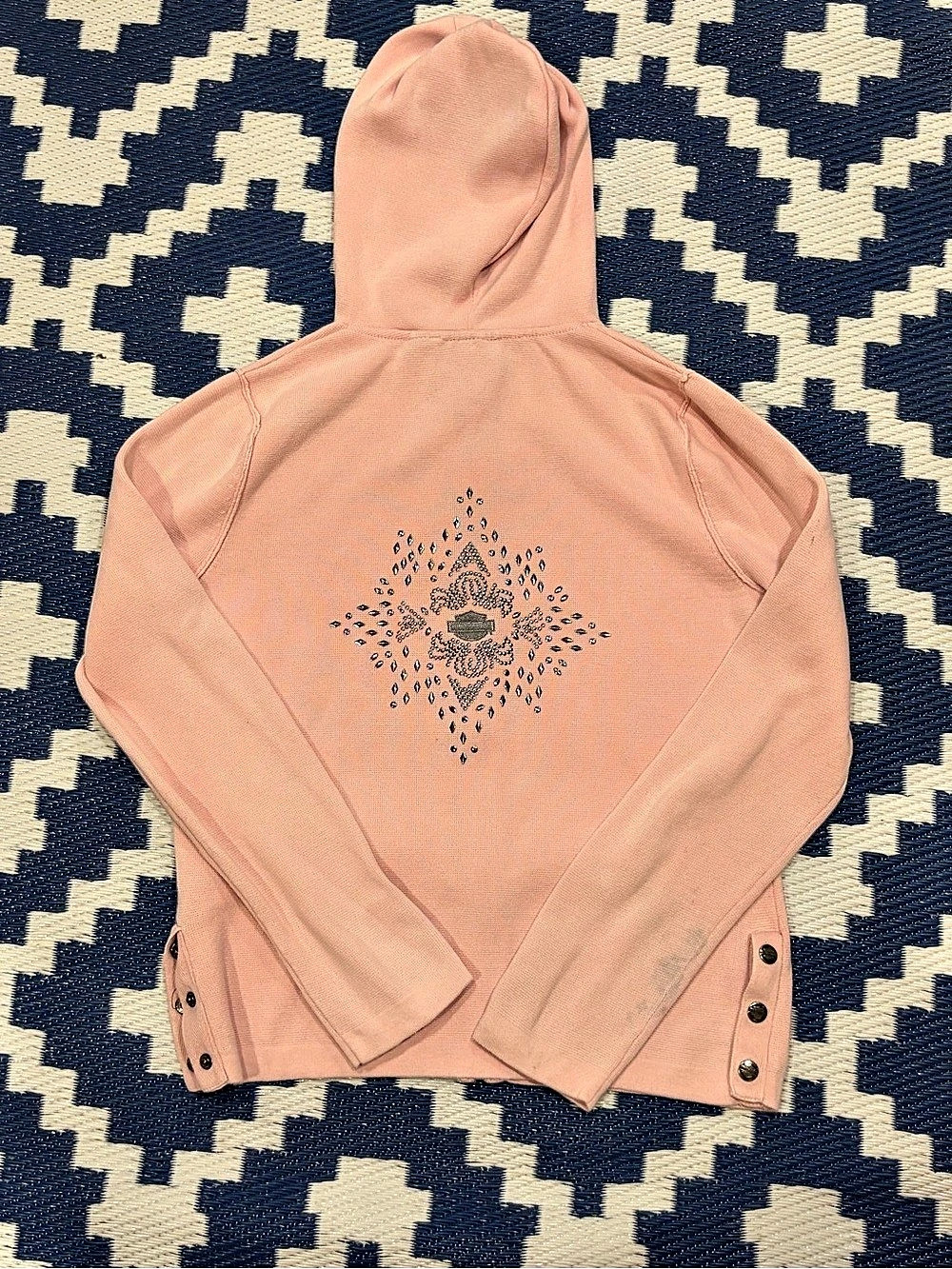 Vintage Y2K Harley Davidson Zip Up Hoodie Rose Pink Size L